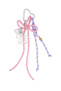 Sleutel/telefoonhanger roze/lila