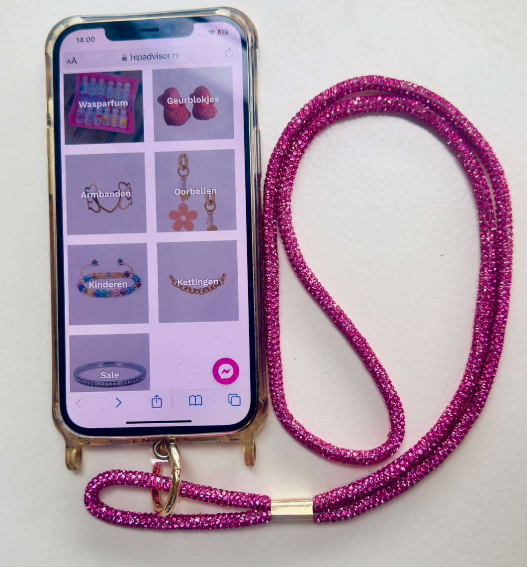 Telefoonkoord Strass Pink