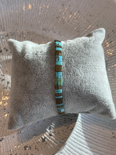Armband miyki Turquoise/mat goud