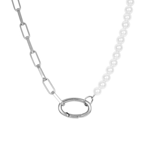 Ketting Square Chain Pearl Zilver